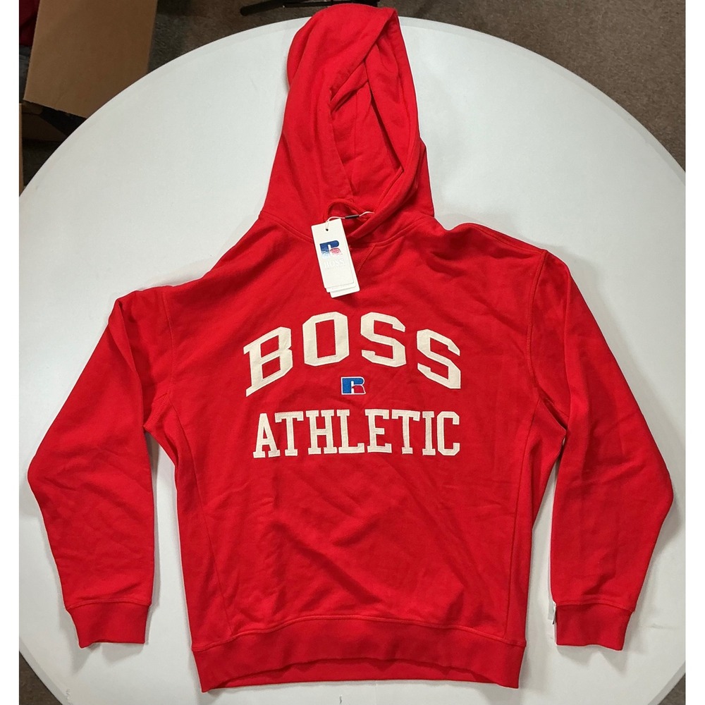 Hugo Boss x Russell Athletic Hoodie Mens M Red Logo Sportswear NWT